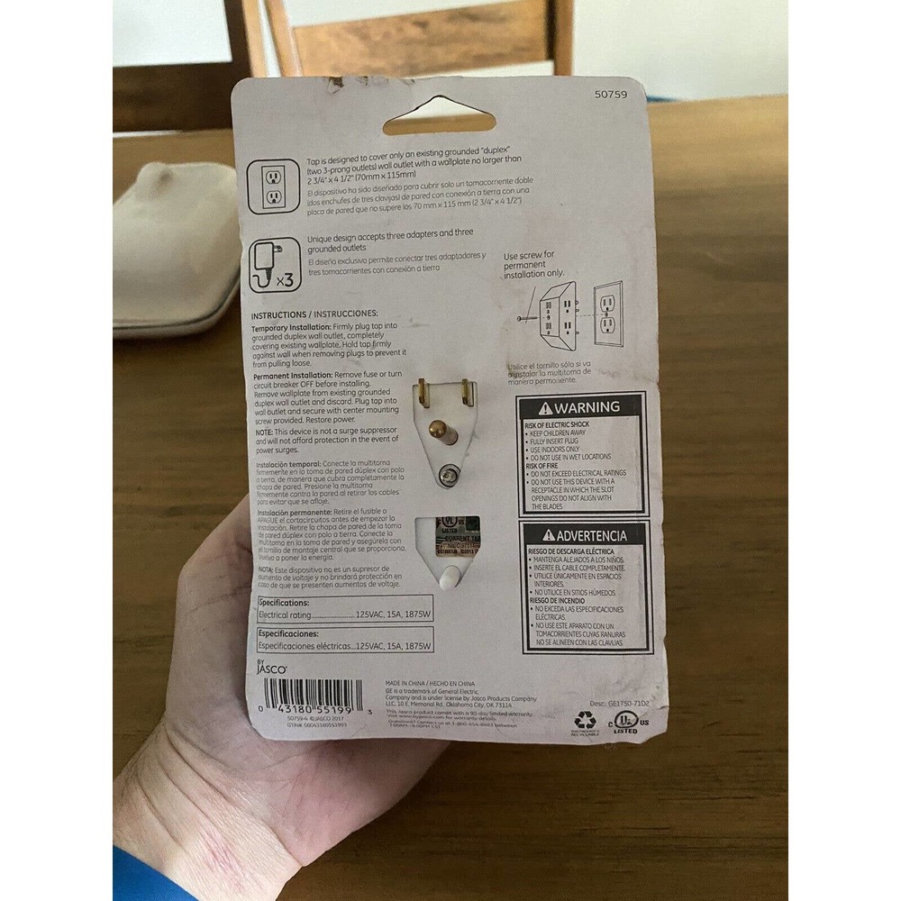 GE 6-Outlet In-Wall Adapter - Picture 2 of 2